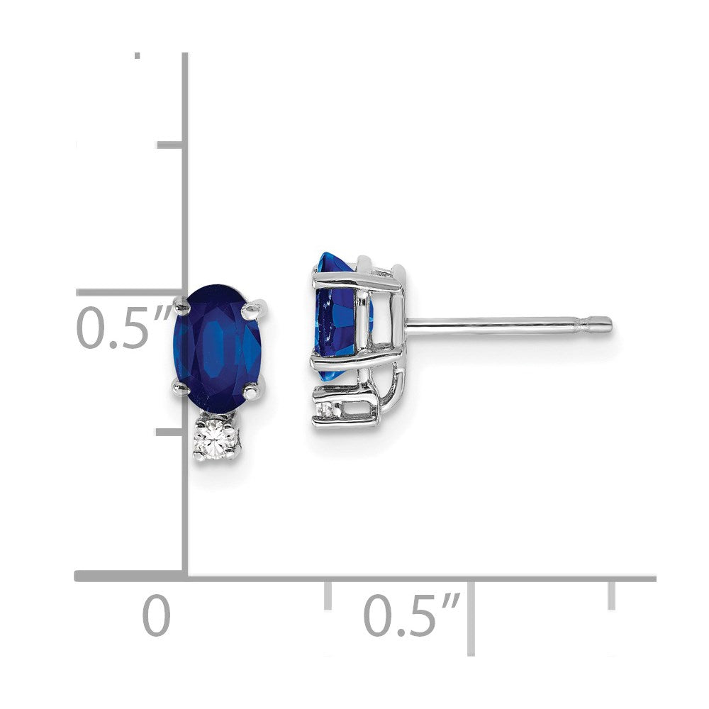 Buy Designer 14K White Gold Oval Sapphire & Diamond Earrings, 6x4mm, VS Clarity - Luxury Value!