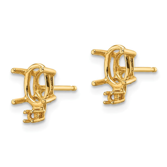 High-Quality 14K Gold 7x5mm Oval & Diamond Earring Settings - Stylish Value!