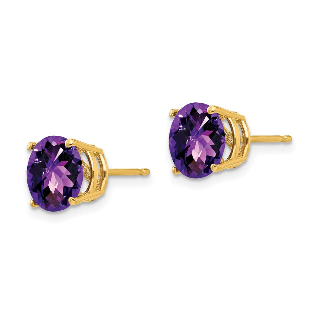 Shop Stylish 14K Gold 8mm Amethyst Checkerboard Earrings - Luxury Value!