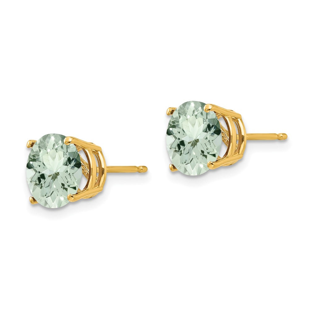 Buy Stylish 14K Gold 8mm Round Green Quartz Stud Earrings - Luxury Value!