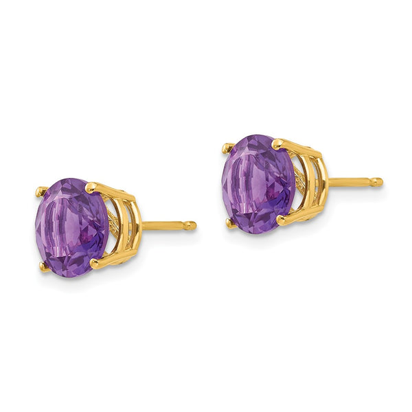 14K Gold 8mm Amethyst Stud Earrings