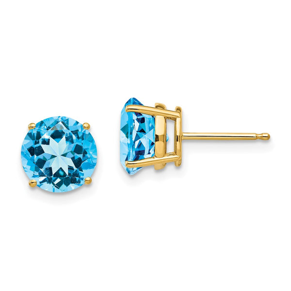 14K Gold 8mm Blue Topaz Stud Earrings - Deals