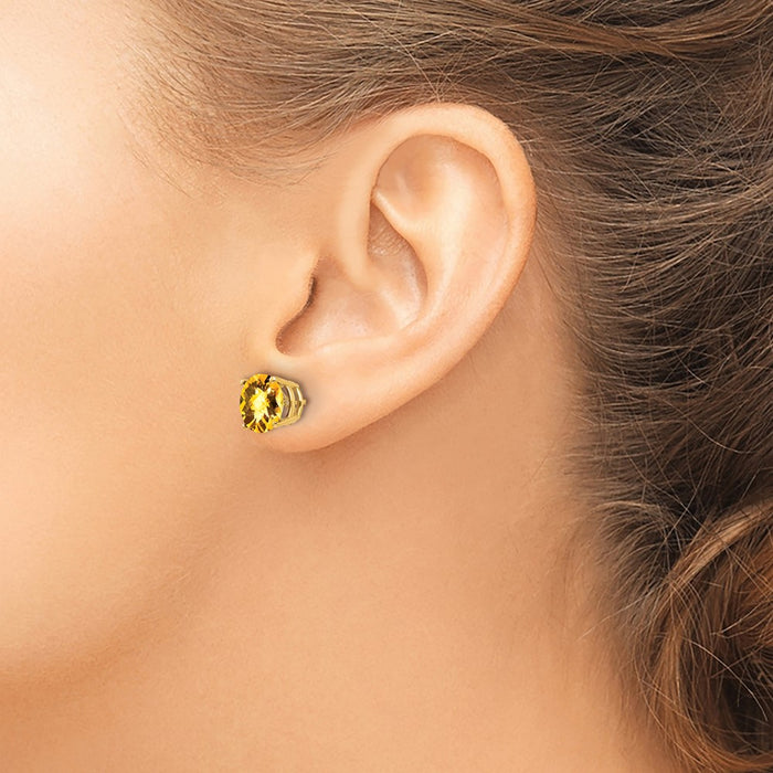 Exclusive 14K Gold 8mm Citrine Checkerboard Earrings - Stylish Luxury Value-3