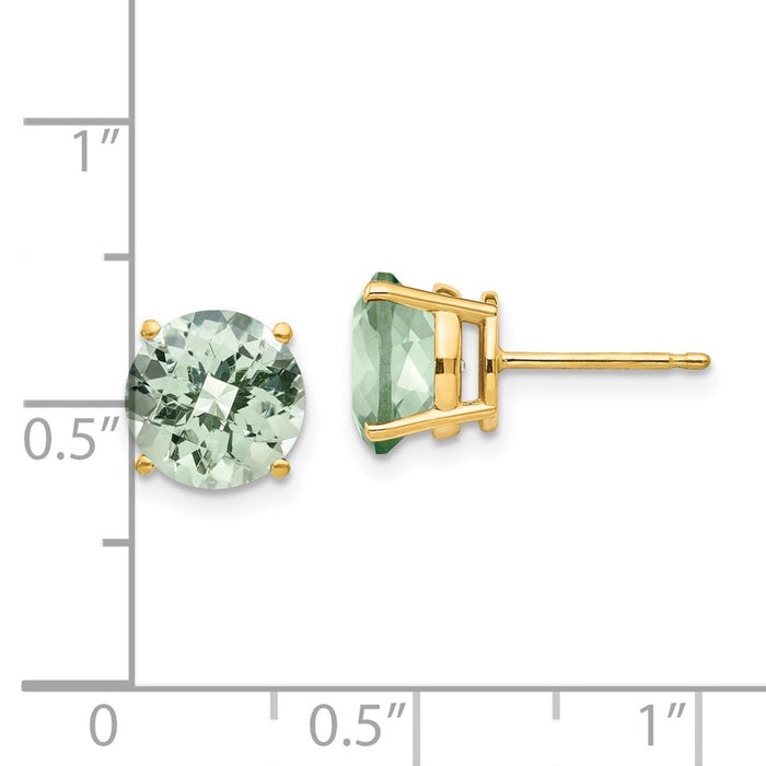 Shop Exclusive 14K Gold 8mm Round Checker-Cut Green Quartz Earrings - Stylish Value!-4