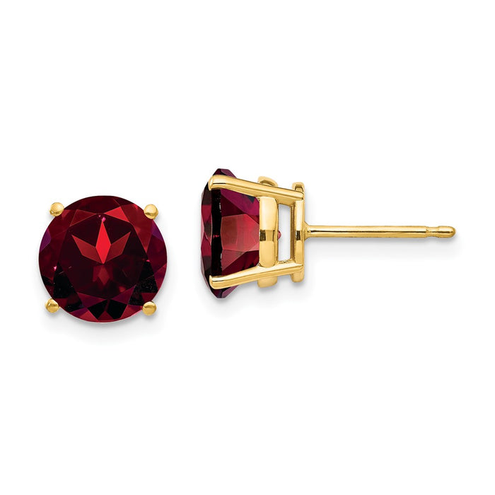 Buy 14K Gold 8mm Garnet Stud Earrings - Stylish Luxury for Every Occasion-1