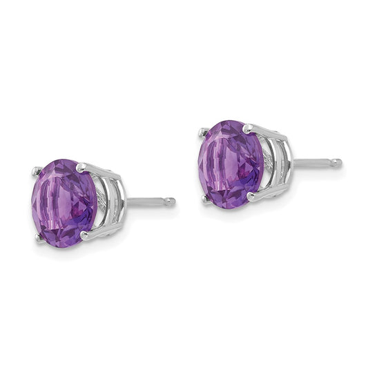 Buy Stylish 14K White Gold 8mm Amethyst Stud Earrings - Luxury Value
