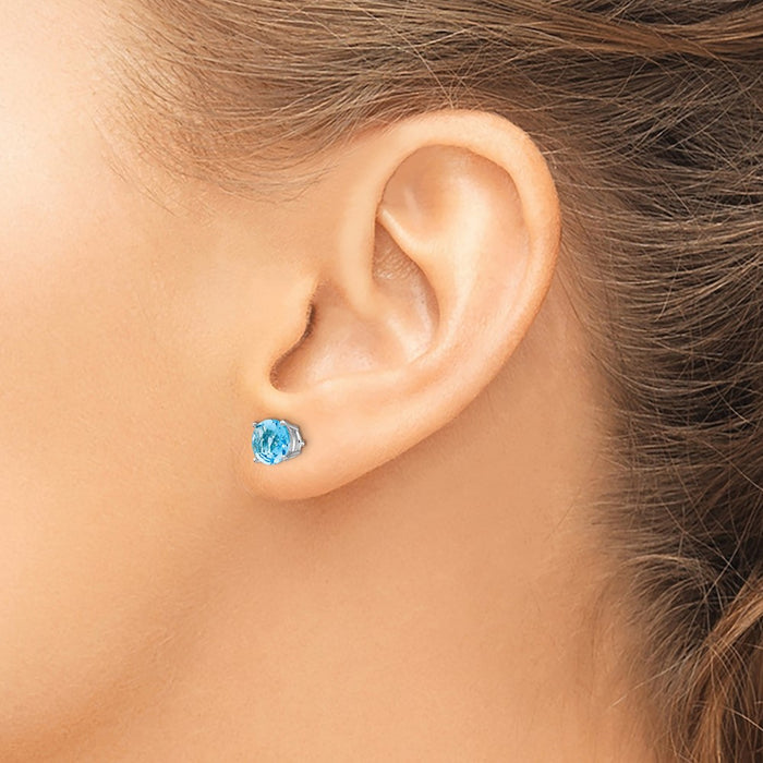 Shop Exclusive 14K White Gold 8mm Blue Topaz Checkerboard Earrings - Stylish Value-3