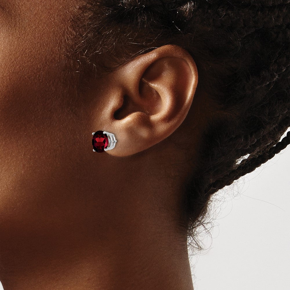 Buy Stylish 14K White Gold 8mm Garnet Stud Earrings - Luxury Value!