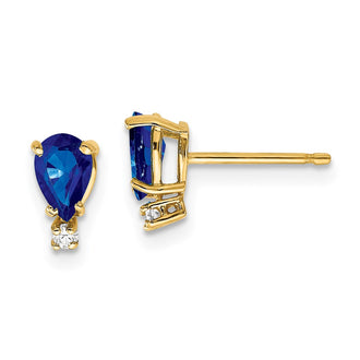 Shop Stylish 14K Gold Pear-Shaped Sapphire & Diamond Earrings, 6x4mm