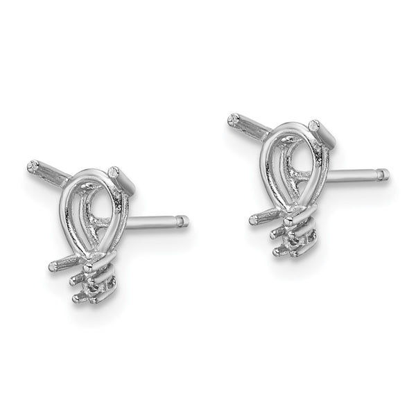14K White Gold Pear-Shaped Earring Mountings with Diamonds