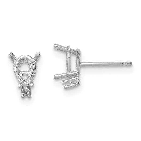 14K White Gold Pear-Shaped Earring Mountings with Diamonds