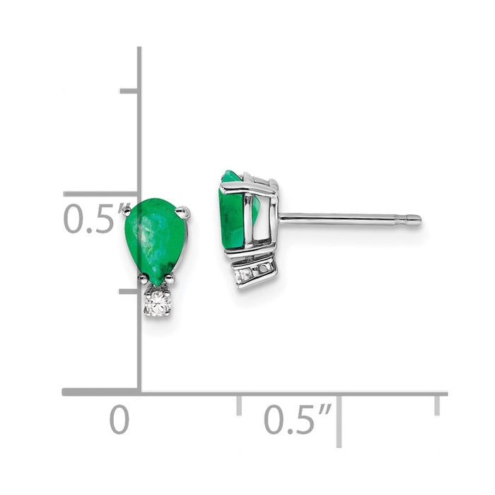 Exclusive 14K White Gold Emerald & Diamond Stud Earrings - Stylish Luxury-4