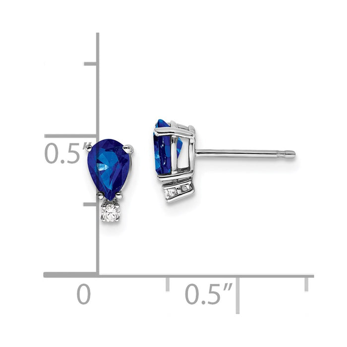 Shop 14K White Gold Sapphire & Diamond Stud Earrings - Stylish Luxury Value!-4