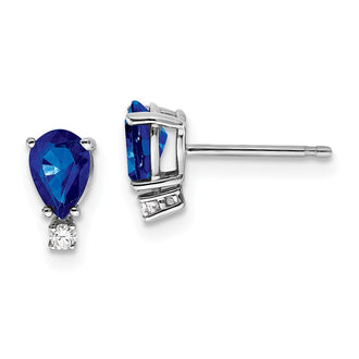 Buy Stylish 14K White Gold Pear-Shaped Sapphire Earrings, 6x4mm with AAA Diamonds