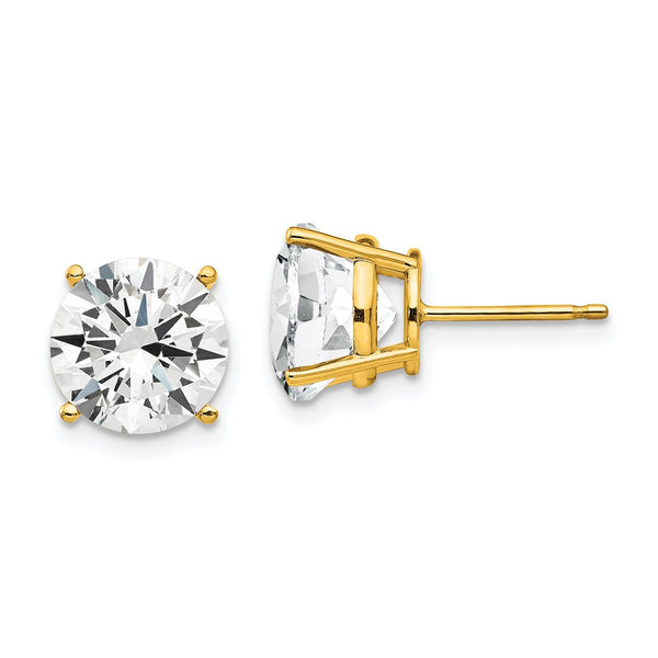 14K Gold 9mm Cubic Zirconia Stud Earrings