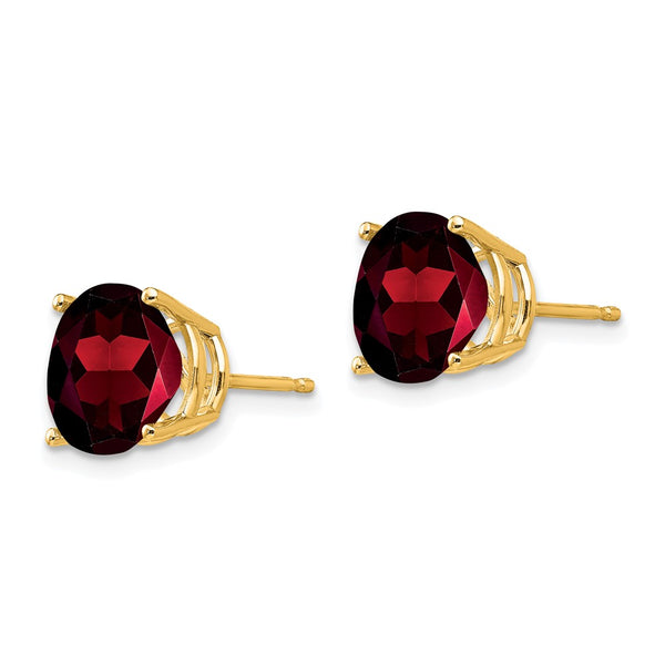 14K Gold 9mm Garnet Stud Earrings