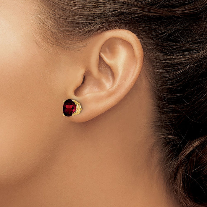 Buy Stylish 14K Gold 9mm Garnet Stud Earrings - Affordable Luxury Jewelry-3