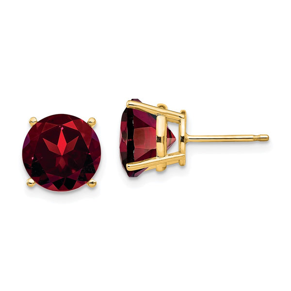 14K Gold 9mm Garnet Stud Earrings