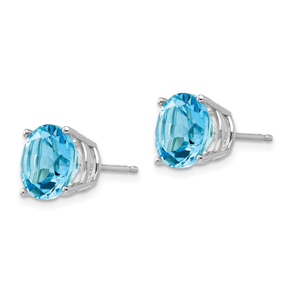 Designer 14K White Gold 9mm Blue Topaz Stud Earrings - Affordable Luxury Jewelry