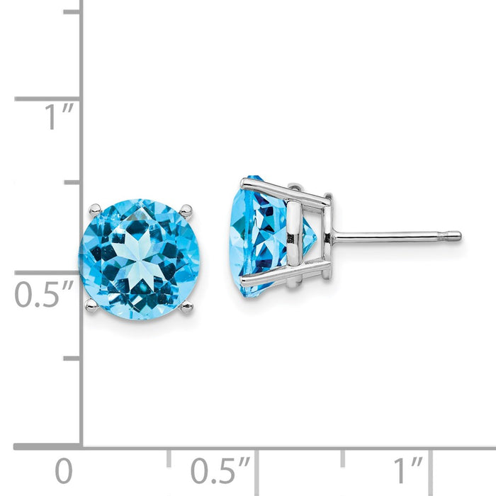 Designer 14K White Gold 9mm Blue Topaz Stud Earrings - Affordable Luxury Jewelry-4