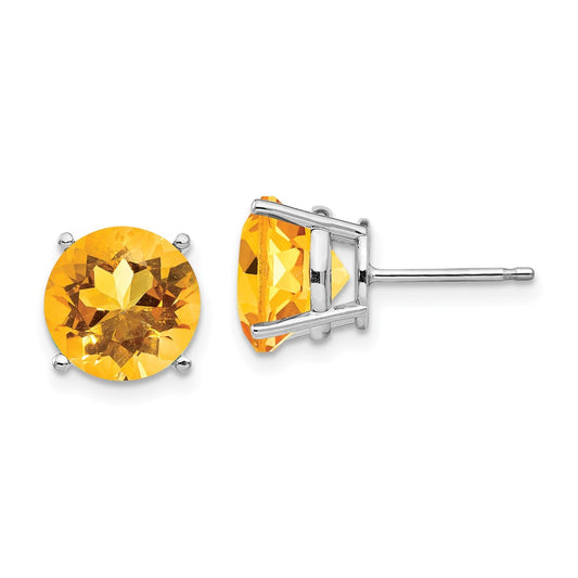 Buy Stylish 14K White Gold Round Citrine Stud Earrings - Affordable Luxury!