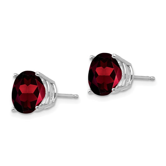 High-Quality 14K White Gold Round Garnet Stud Earrings - Stylish & Affordable