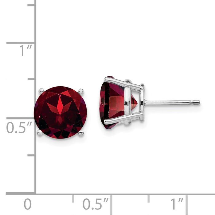 High-Quality 14K White Gold Round Garnet Stud Earrings - Stylish & Affordable-4