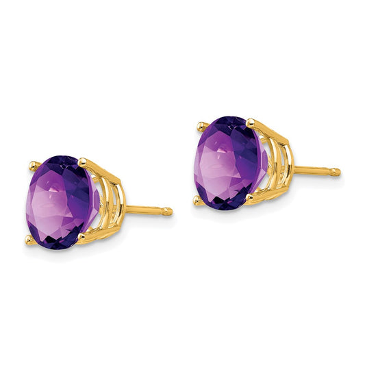 Buy Stylish 10mm Amethyst Stud Earrings in 14K Gold - Affordable Luxury!