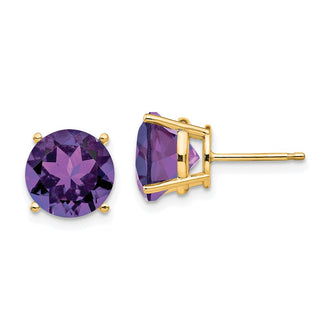 Buy Stylish 10mm Amethyst Stud Earrings in 14K Gold - Affordable Luxury!