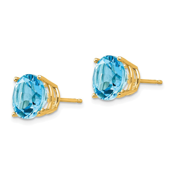 14K Gold 10mm Blue Topaz Stud Earrings
