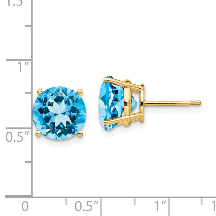 Shop Exclusive 14K Gold 10mm Blue Topaz Stud Earrings | Stylish Luxury Value-4