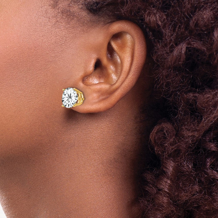 Buy Stylish 14K Gold 10mm Cubic Zirconia Stud Earrings - Affordable Luxury!-3