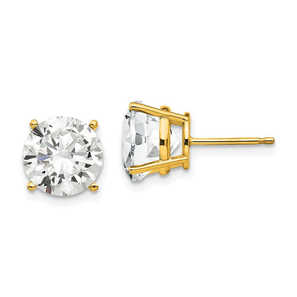 14K Gold 10mm Cubic Zirconia Stud Earrings