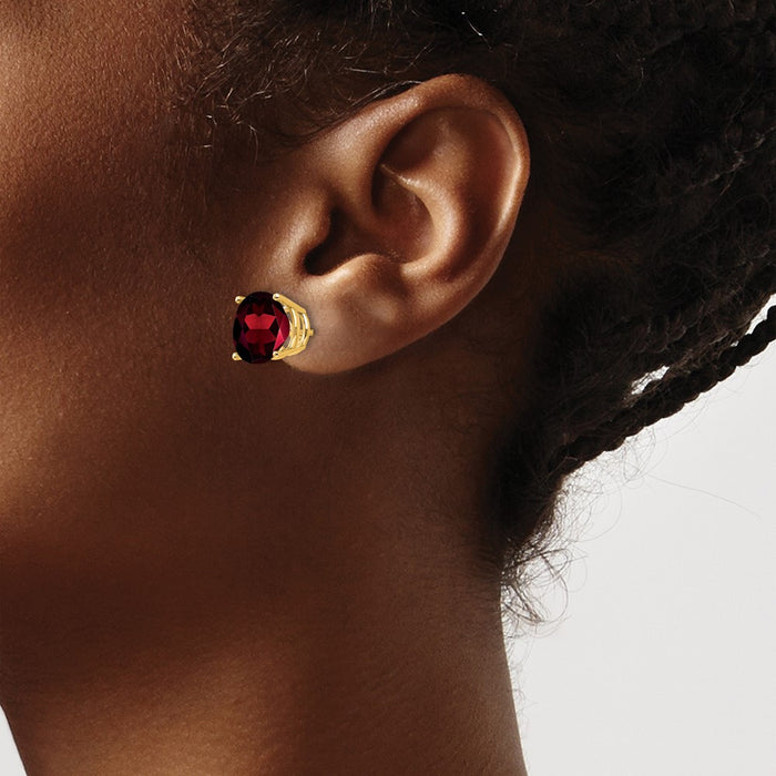 Shop Exclusive 14K Gold Round Garnet Stud Earrings - Stylish & Affordable-3