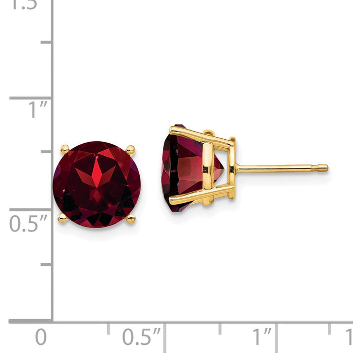 Shop Exclusive 14K Gold Round Garnet Stud Earrings - Stylish & Affordable-4