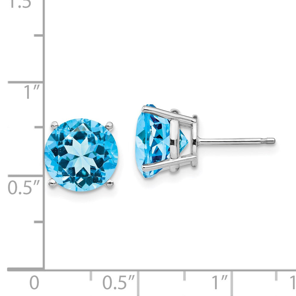 Shop Exclusive 14K White Gold Round Blue Topaz Stud Earrings - Stylish Value!