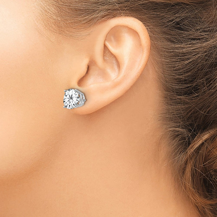 Exclusive 14K White Gold 10mm Cubic Zirconia Stud Earrings - Affordable Luxury!-3