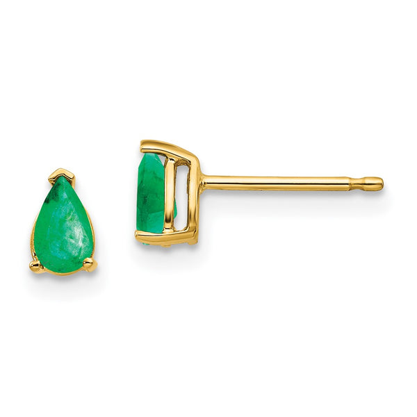 14K Gold Emerald Stud Earrings - Style GR1-1020519