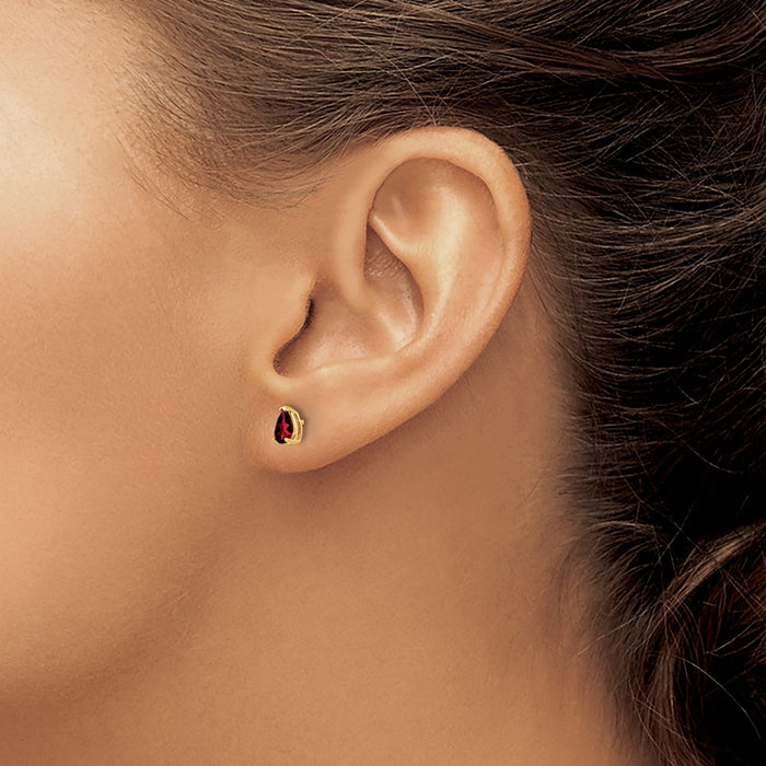Buy Exclusive 14K Gold Garnet Earrings - 5x3mm, Stylish & Affordable!-3