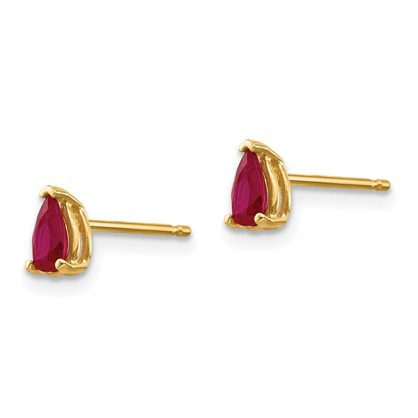 14K Gold Ruby Earrings - .85mm, an