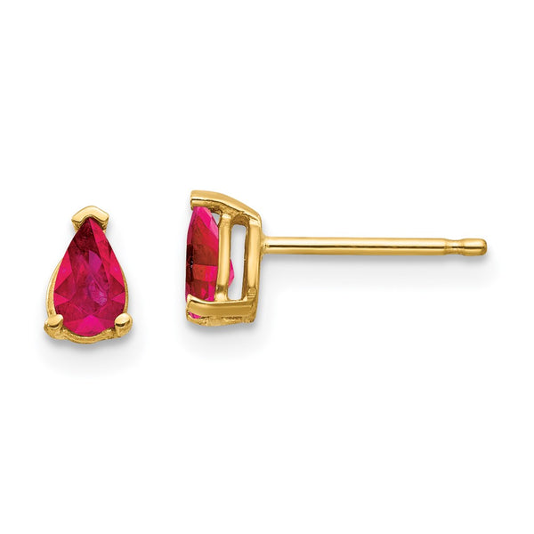 14K Gold Ruby Earrings - .85mm, an