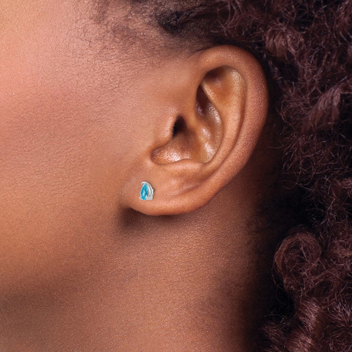 Shop Stylish 14K White Gold Blue Topaz Earrings - 5x3mm, Luxury Value!-3