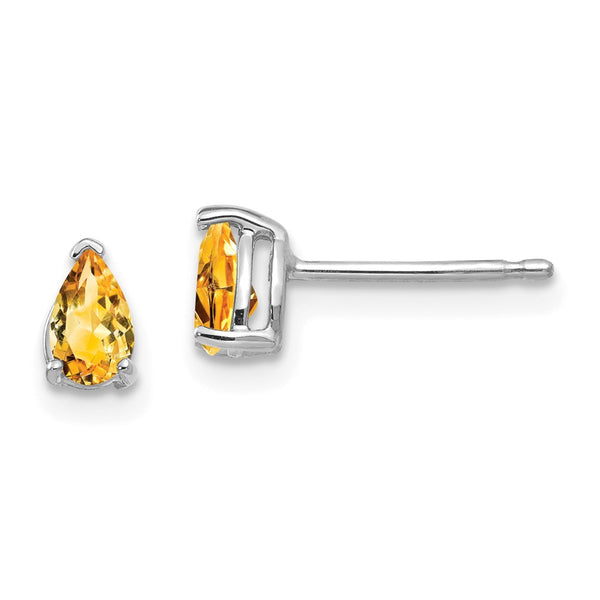 14K White Gold Pear-Shaped Citrine Stud Earrings - Style GR1-1014465