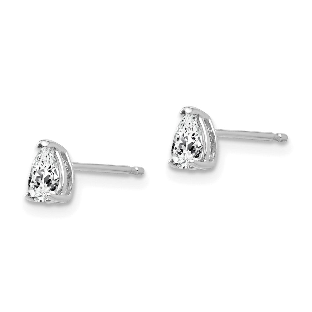 Exclusive 14K White Gold Pear-Shaped CZ Stud Earrings - Stylish Value Buy!