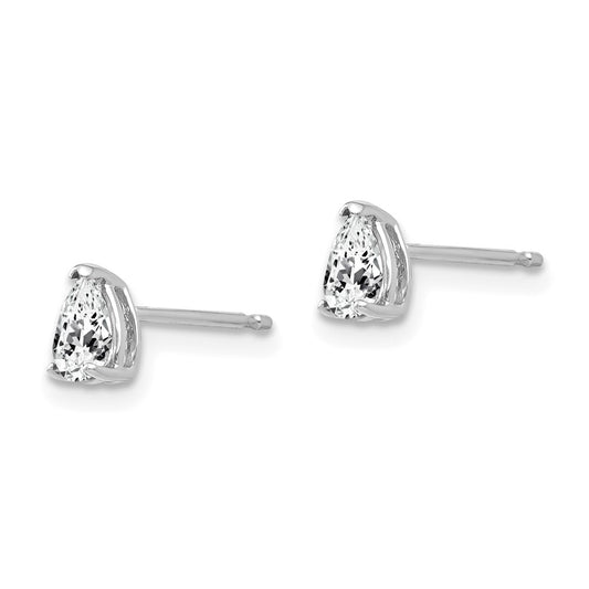 Exclusive 14K White Gold Pear-Shaped CZ Stud Earrings - Stylish Value Buy!