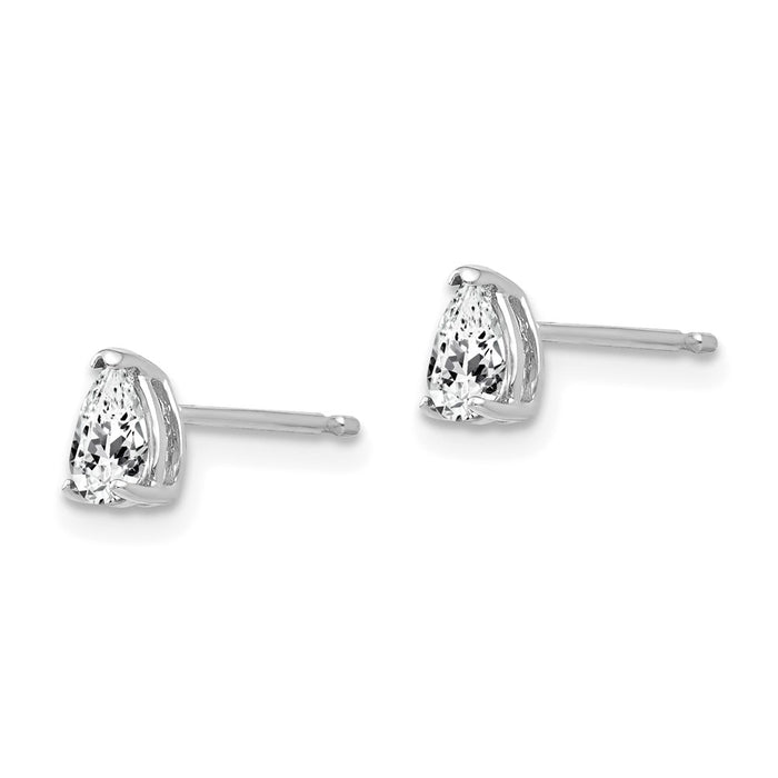 Exclusive 14K White Gold Pear-Shaped CZ Stud Earrings - Stylish Value Buy!-2