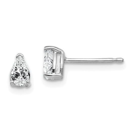 Exclusive 14K White Gold Pear-Shaped CZ Stud Earrings - Stylish Value Buy!