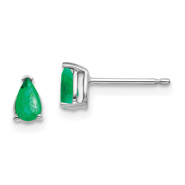 14K White Gold Emerald Stud Earrings - Style GR1-1020531