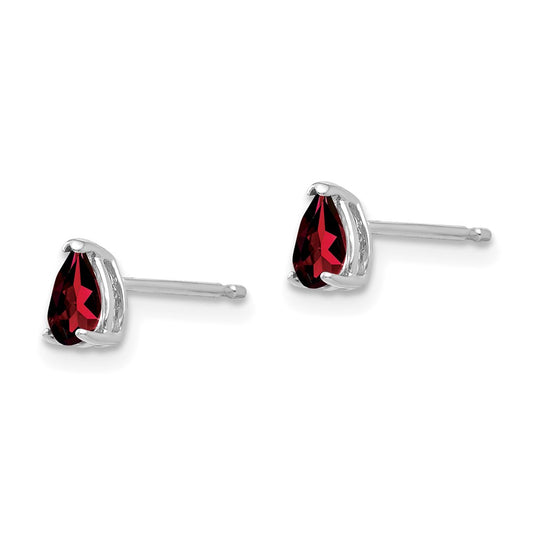 Exclusive 14K White Gold Pear-Shaped Garnet Earrings - 5x3mm, Stylish Value