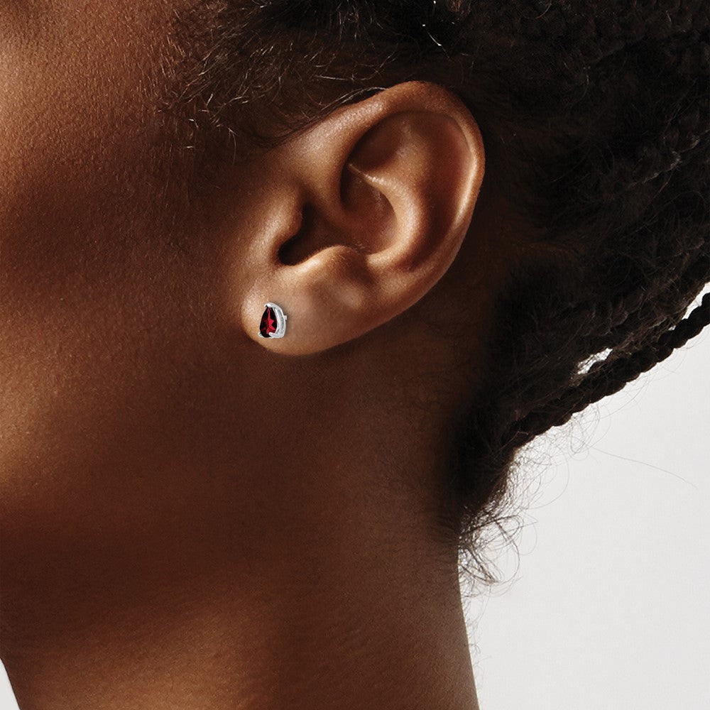Exclusive 14K White Gold Pear-Shaped Garnet Earrings - 5x3mm, Stylish Value